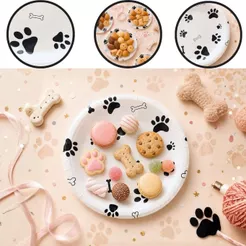 10~60 PRATOS FESTA PATINHAS DOG PET DE PAPEL 18CM (SILVER) CHOCO