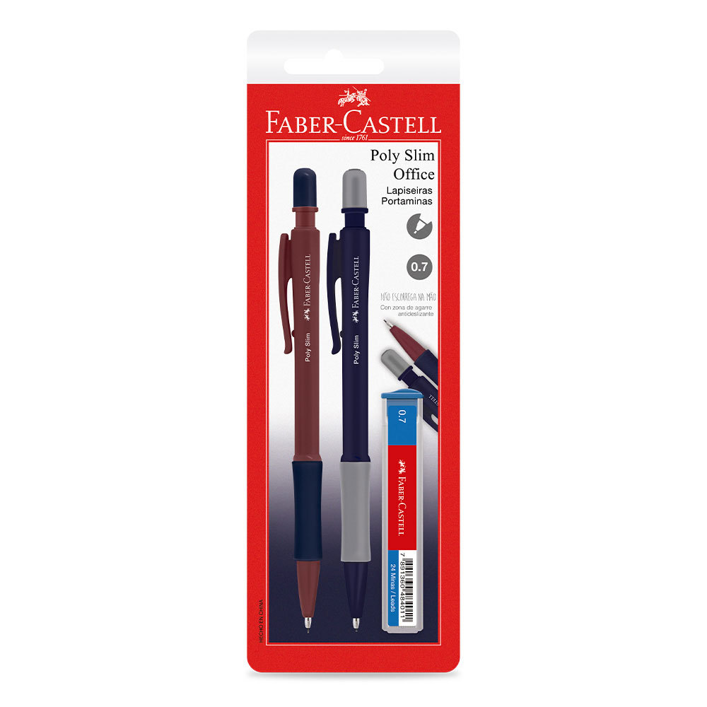 Lapiseira 0.7mm Poly Slim Office mix com 2 unidades SM/07SLIMOFM Faber-Castell