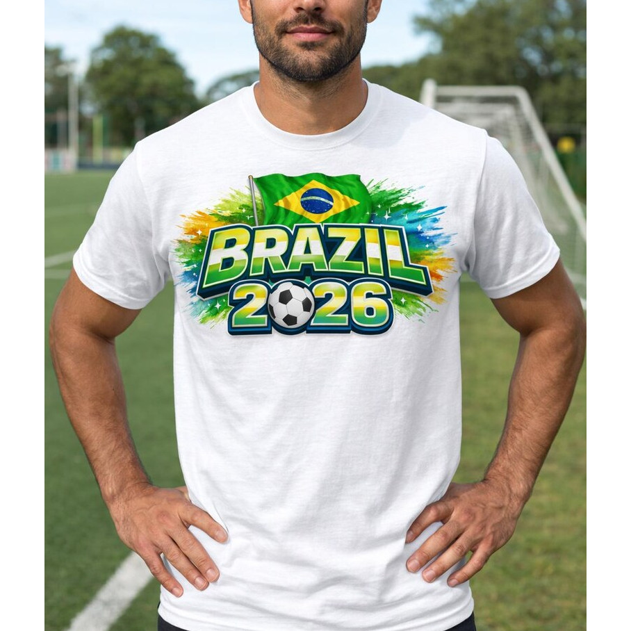 Camiseta Masculina Feminina Oversized Brasil 2026 Copa do Mundo Estampa Seleção Brasileira Streetwear