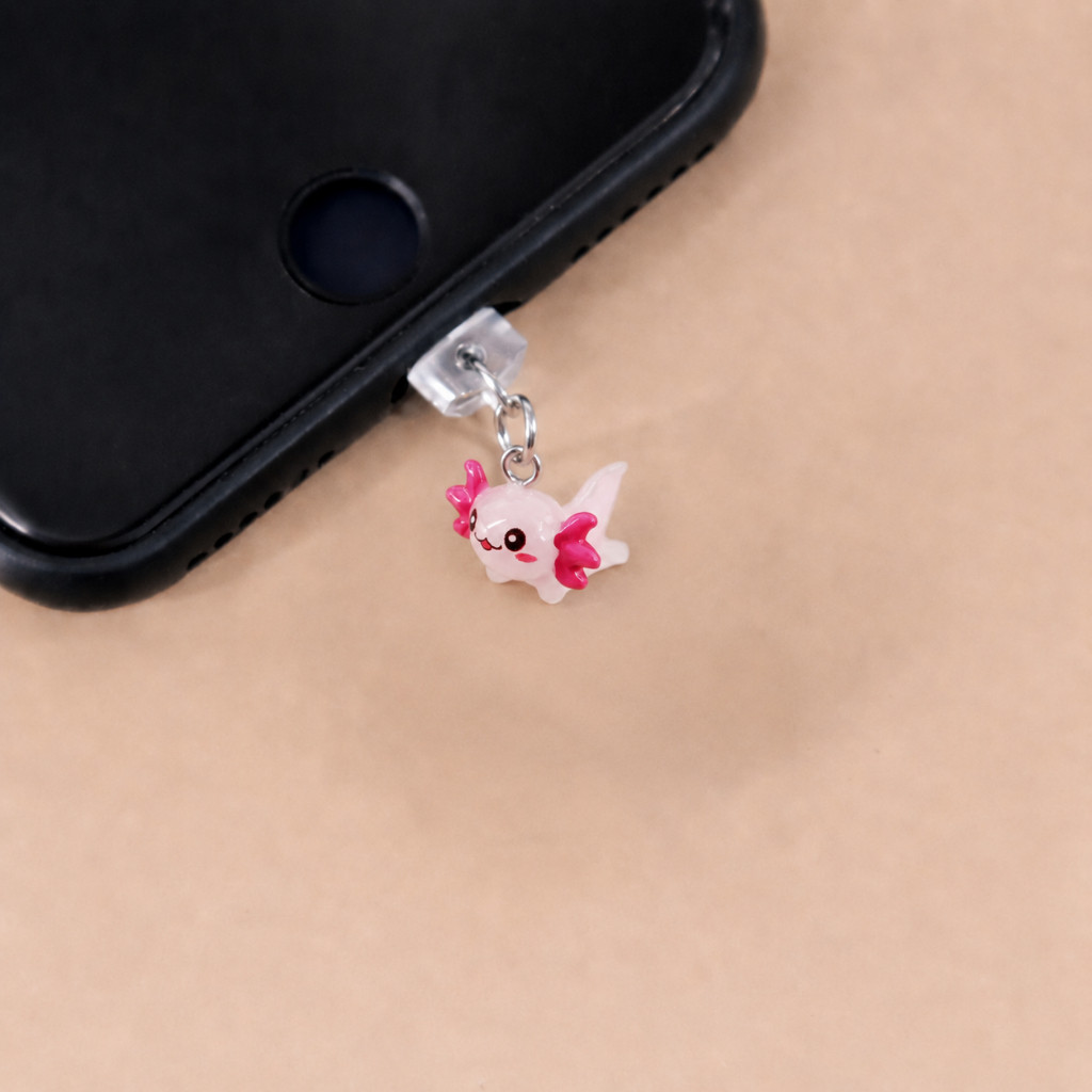 Tipo C Iphone Plug Protetor Poeira Axolote Rosa Pingente Entrada Android Kindle Acessórios USB