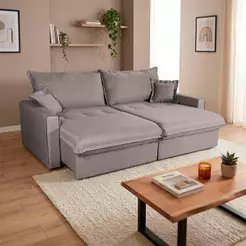 Sofá Cama Lume Sem Caixa 2,10m Linho Marrom - King House
