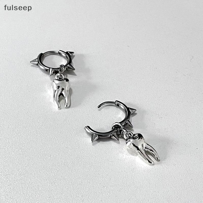 [fulseep] Joias Góticas Brincos De Dente Grunge Ro Acessório Amuletos Argola Para Mulheres Punk Moda Coreana BR