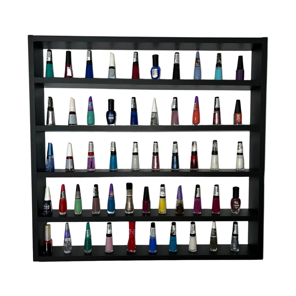 Nicho Organizador de Esmaltes Preto Para 200 esmaltes de Parede