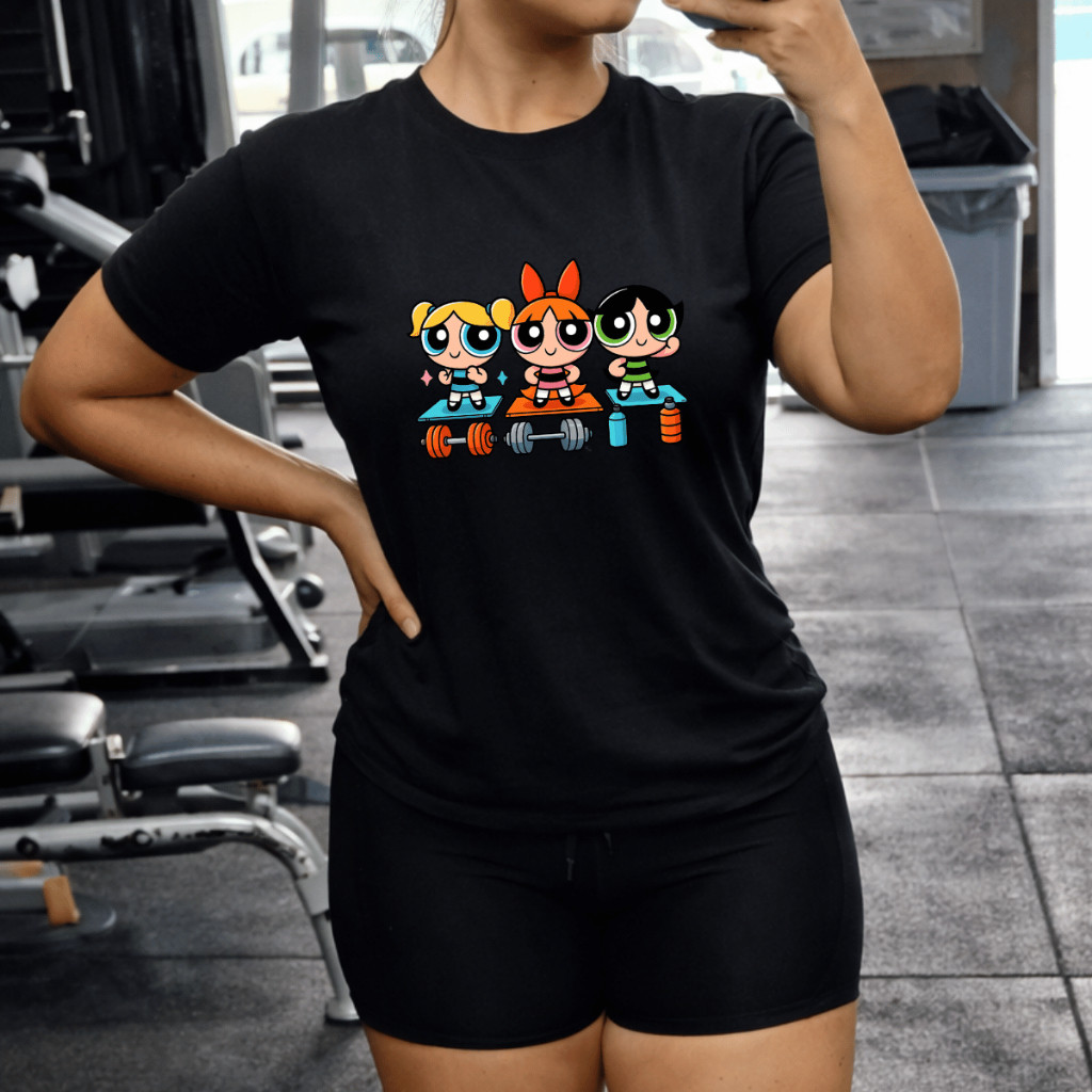 Camiseta Plus Size Feminina P Ao G3 Estampada Academia Treino Trio Poderosas Blusa GYM 100% Algodão Premium Blusa Camisa
