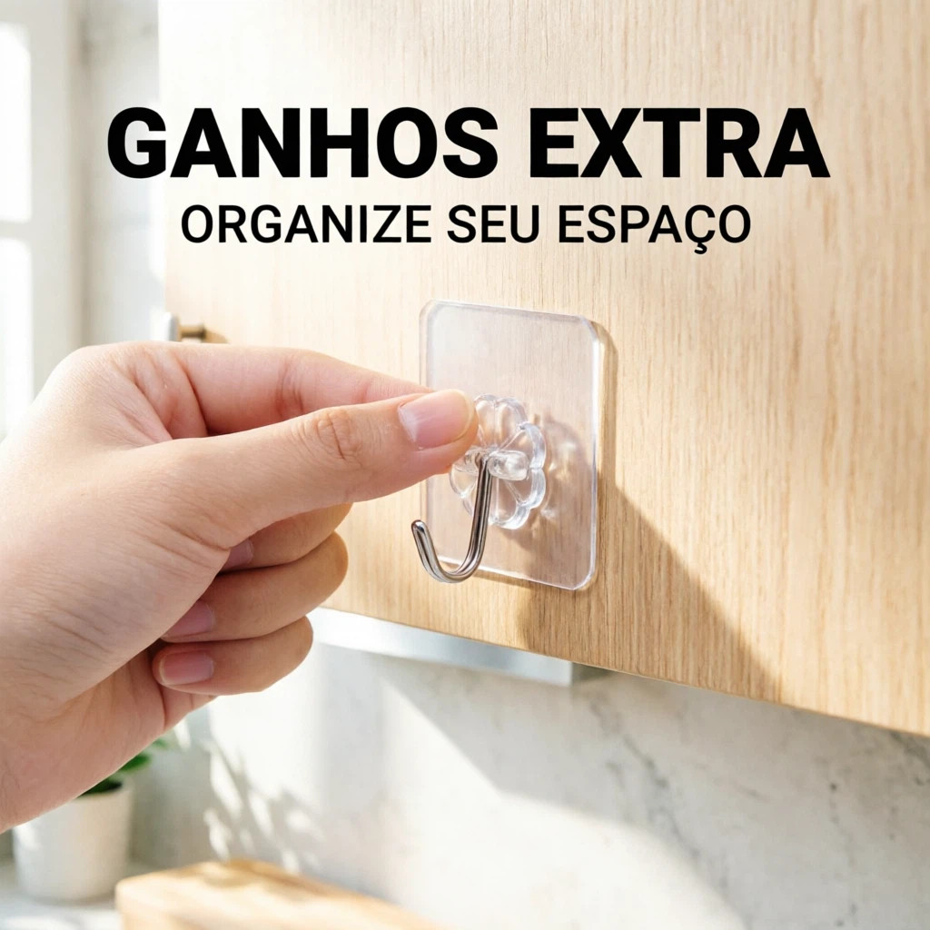 Kit 10 ganchos de parede reutilizáveis adesivo forte mágico