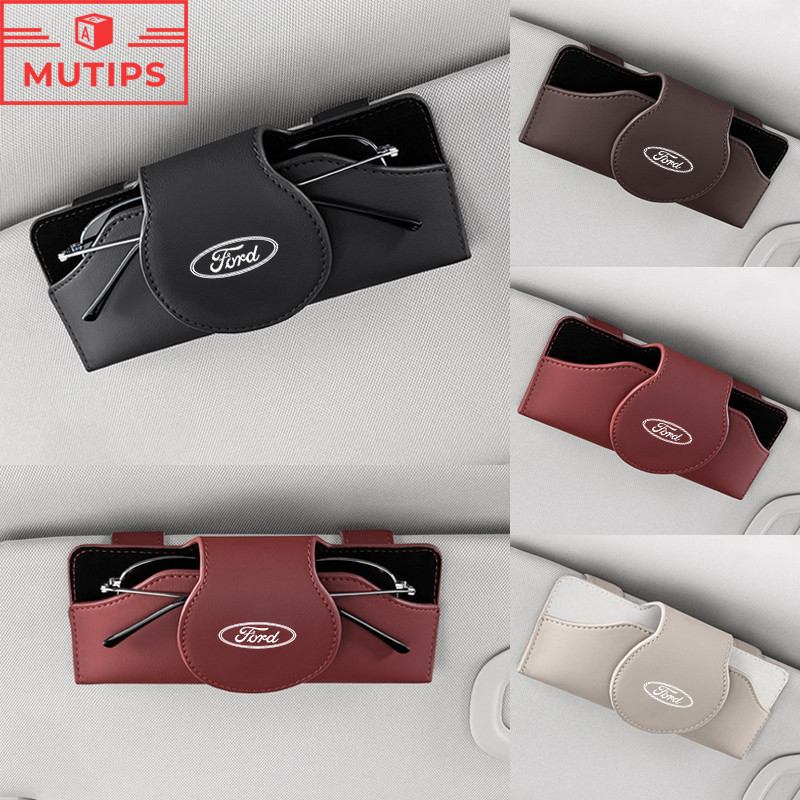 Caixa De Armazenamento De Óculos De Couro Para Carros Ford Sol Sun Visor Ka Focus mk2 Ranger Novo Fiesta Fusion Ecosport