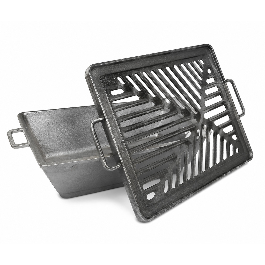 Churrasqueira Gengiskan Grelha Retangular Chapéu Alumínio Espetinho Churrasco Retangular Grelha Curva 48cm
