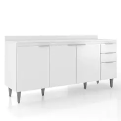 Balcão de Cozinha Com Tampo 180cm Pérola Branco Z34 - Mpozenato