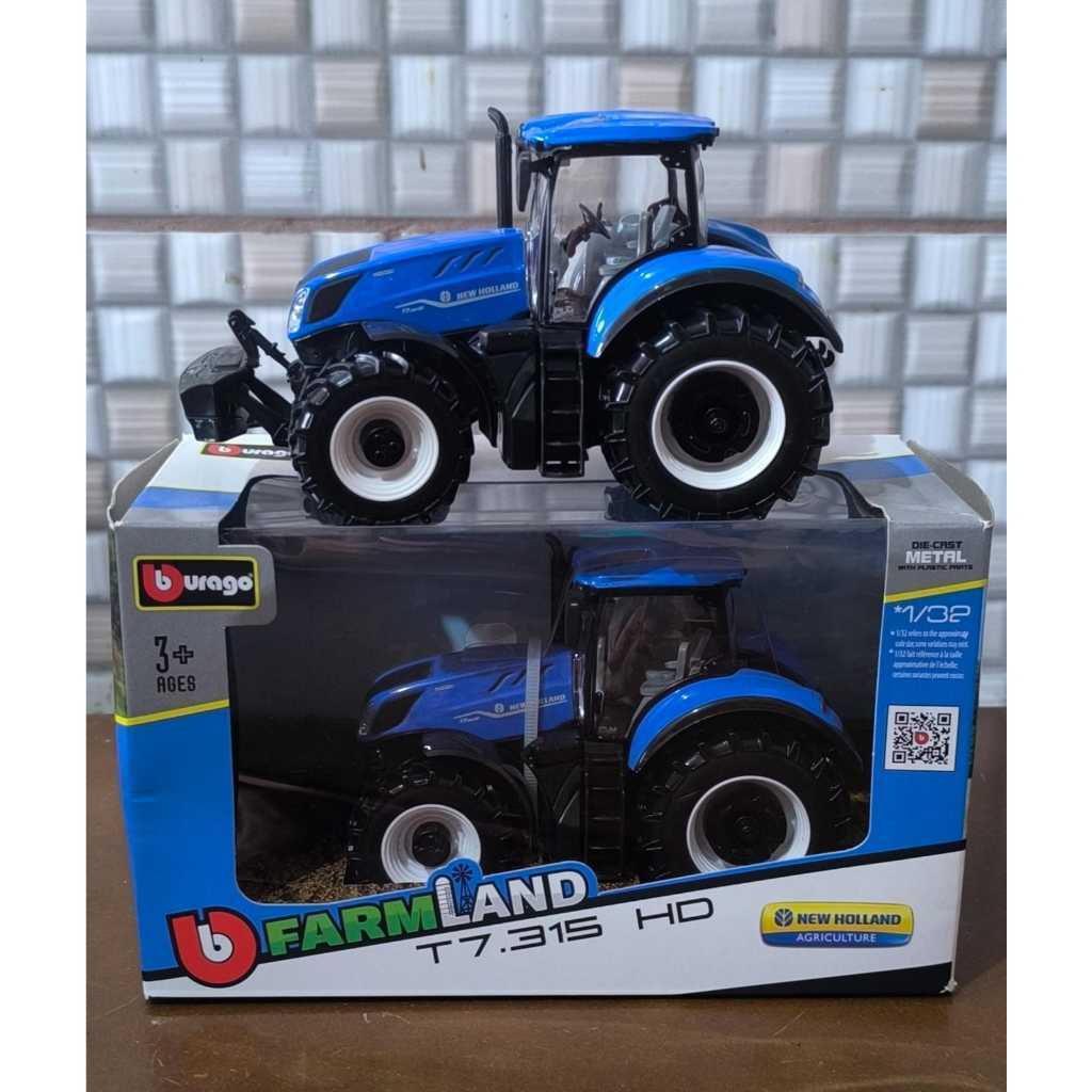 Trator New Holland Miniatura Máquina Agricola T7.315 Burago 1:32 - Farm Land - Novo