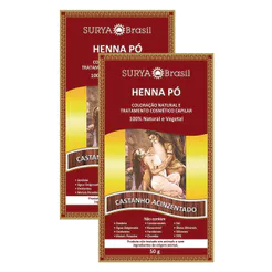 Kit 2 Henna Surya Pó 100% Natural Cor Castanho Acinzentado 50g
