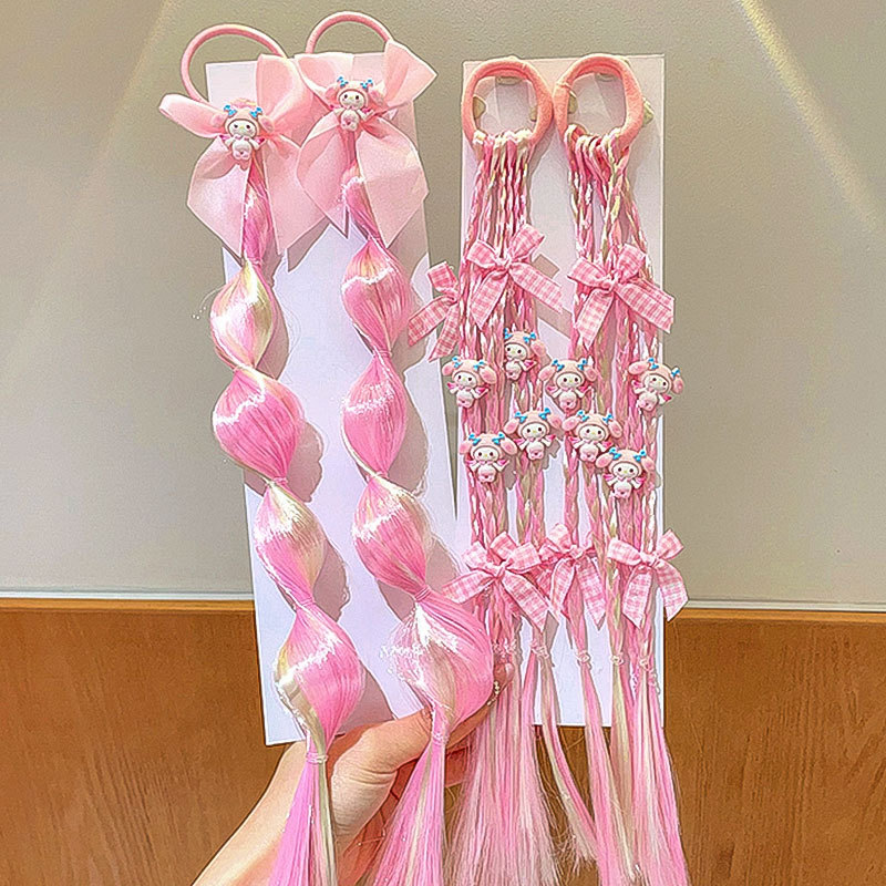 Crianças rosa peruca trança corda de cabelo legal menina boxe trança anel de cabelo menina bolha trança cabeça corda tor