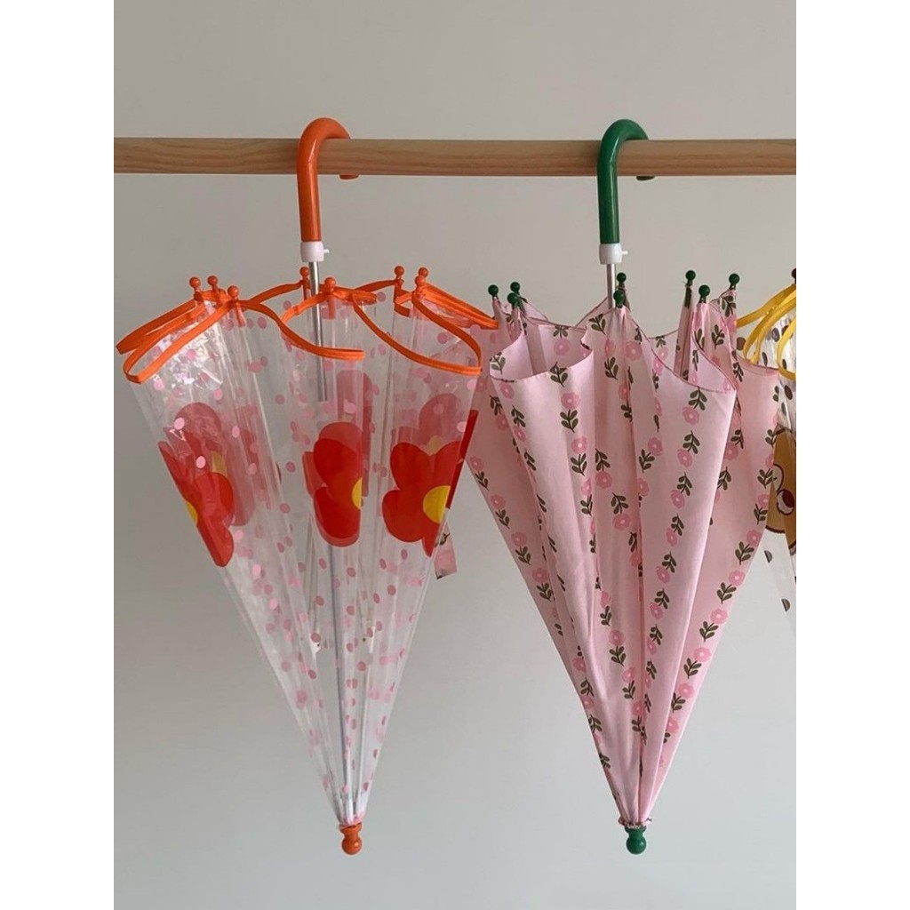 Ins estilo coreano Pastoral crianças dos desenhos animados Floral guarda-chuva chuva ou chuva pequeno fresco Anti-pitada