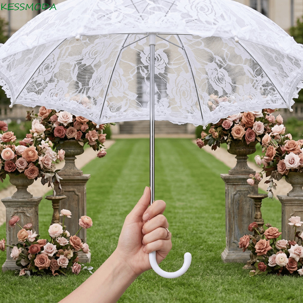 Kesselmanmoda Mini Guarda-Chuva De Noiva , Chuvas De Renda Femininos Vazados Com Flores De Malha Lolita Bride Prop