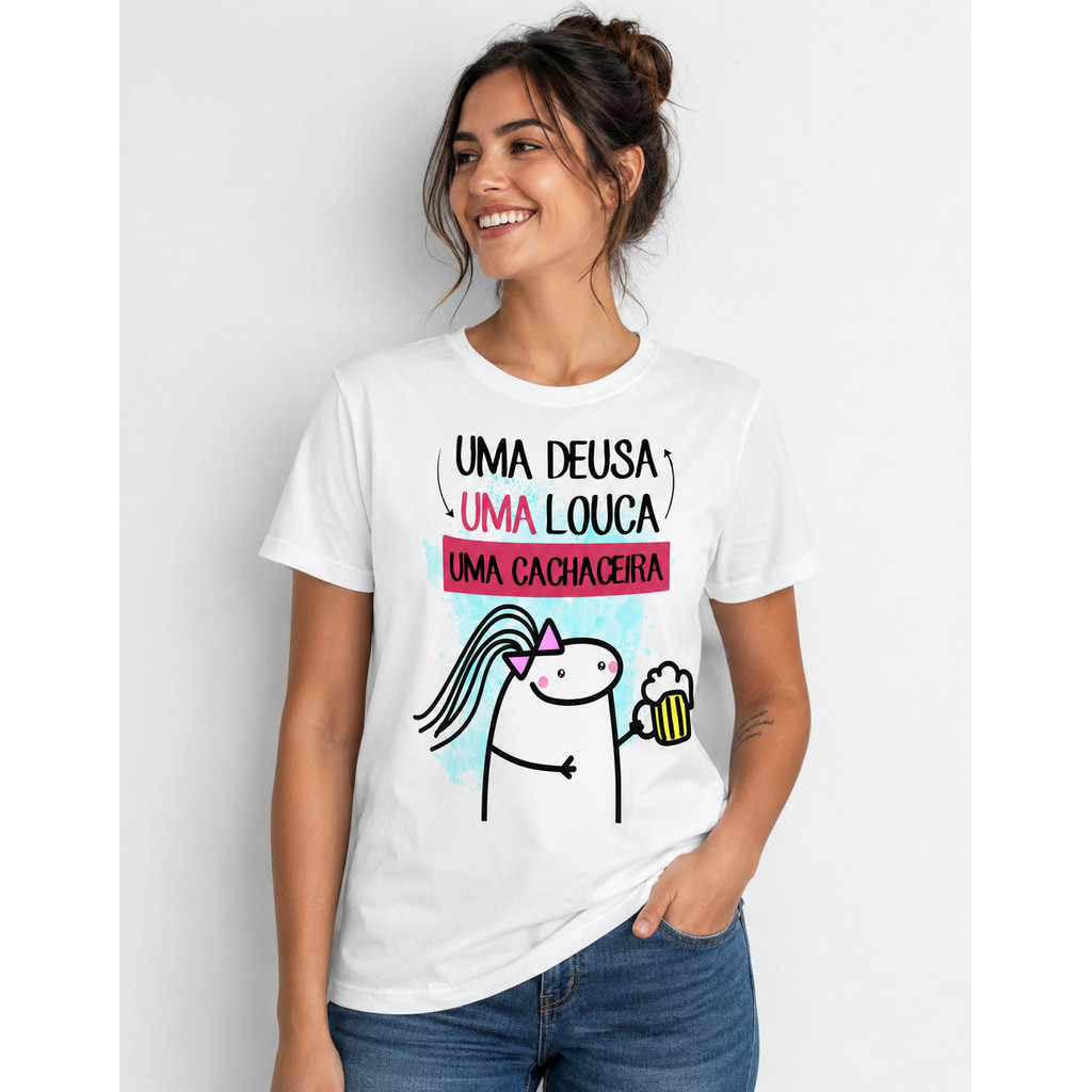 Camiseta Feminina Divertida Frase Engraçada Estampa Criativa Confortável 100% Poliéster
