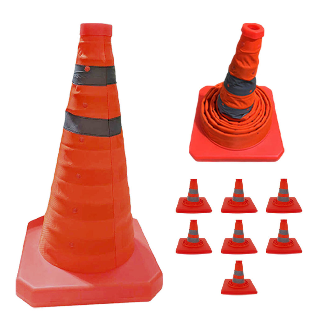 Cone Obra Retratil Segurança Kit 7 Uni Estrada Sinalizador Portatil Viario Dobravel Pratico Balizador Rodovia Guarda