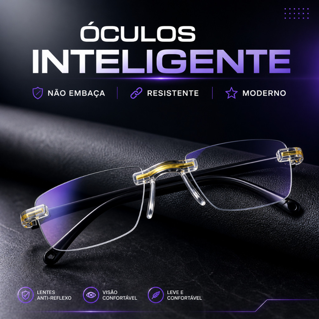 Óculos Dourado Com Grau para Perto e Longe/Se Ajusta Automaticamente a Todos os Grau  +  Estojo e Limpa Lentes