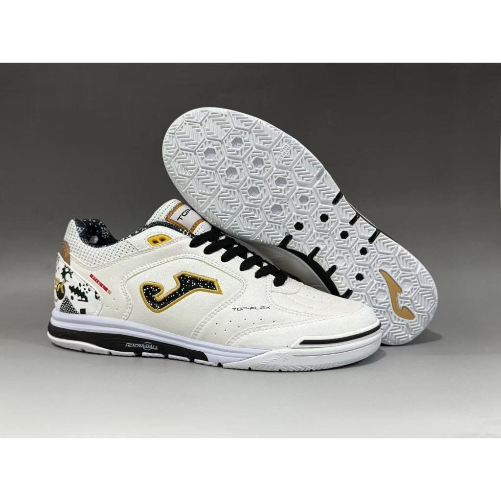 Sapatos De Futsal De Couro Masculino Top Flex Rebound IC Tênis Interno Branco Preto
