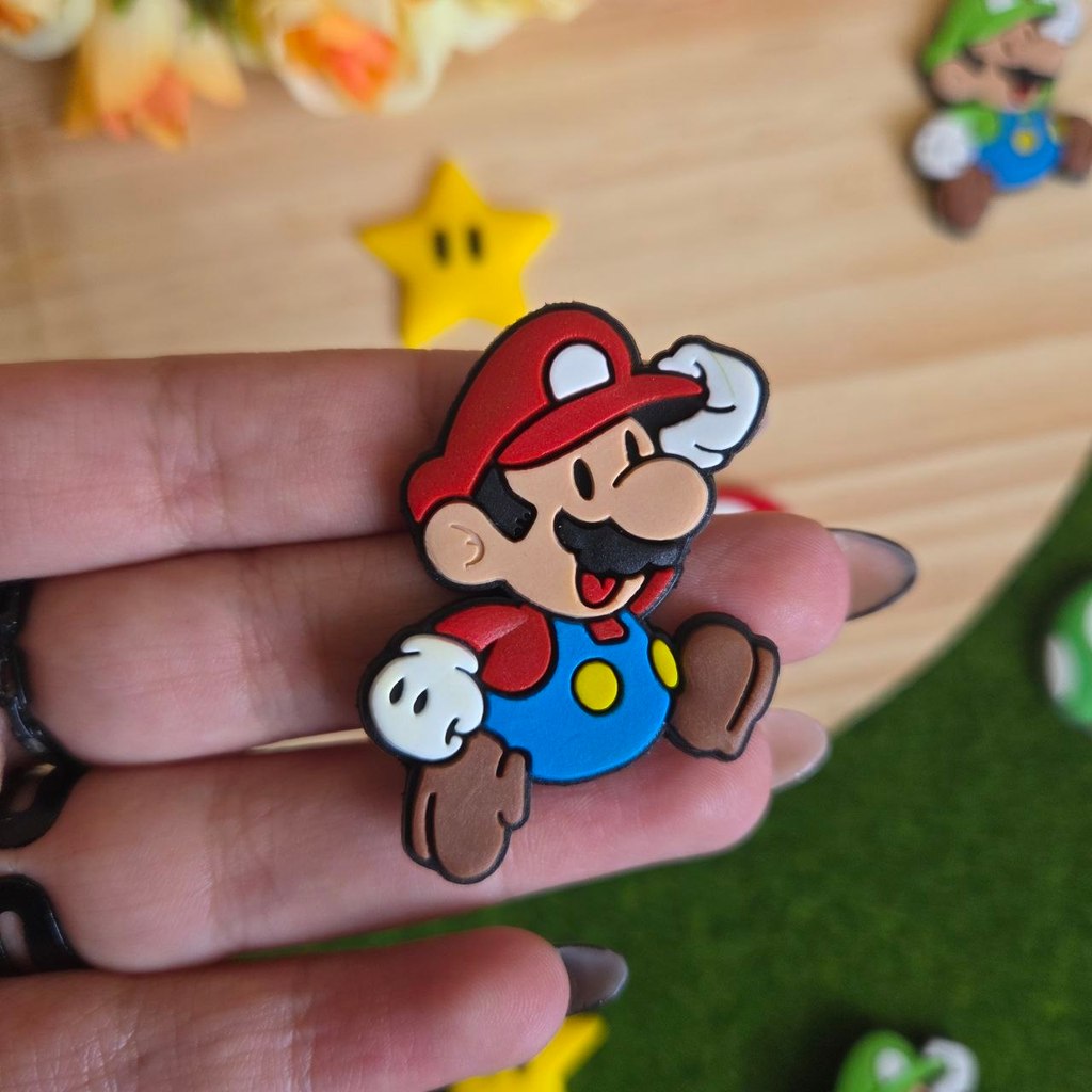 Aplique Emborrachado Super Mario 3,5cm Sortidos 10 Unidades Mario, Luigi, Cogumelo e Estrela — imagem 2 de 2