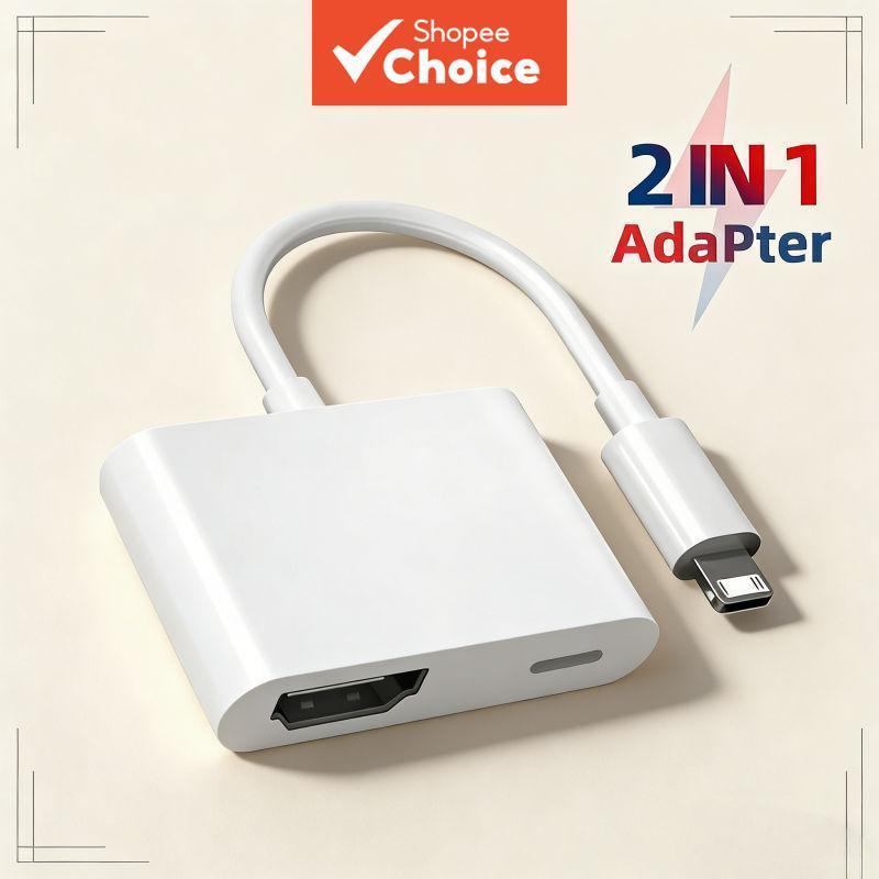 Conversor 2 em 1 com Cabo 1080P Digital AV de iOS para HDMI para iPhone/iPad/HDTV/Projetor/Monitor