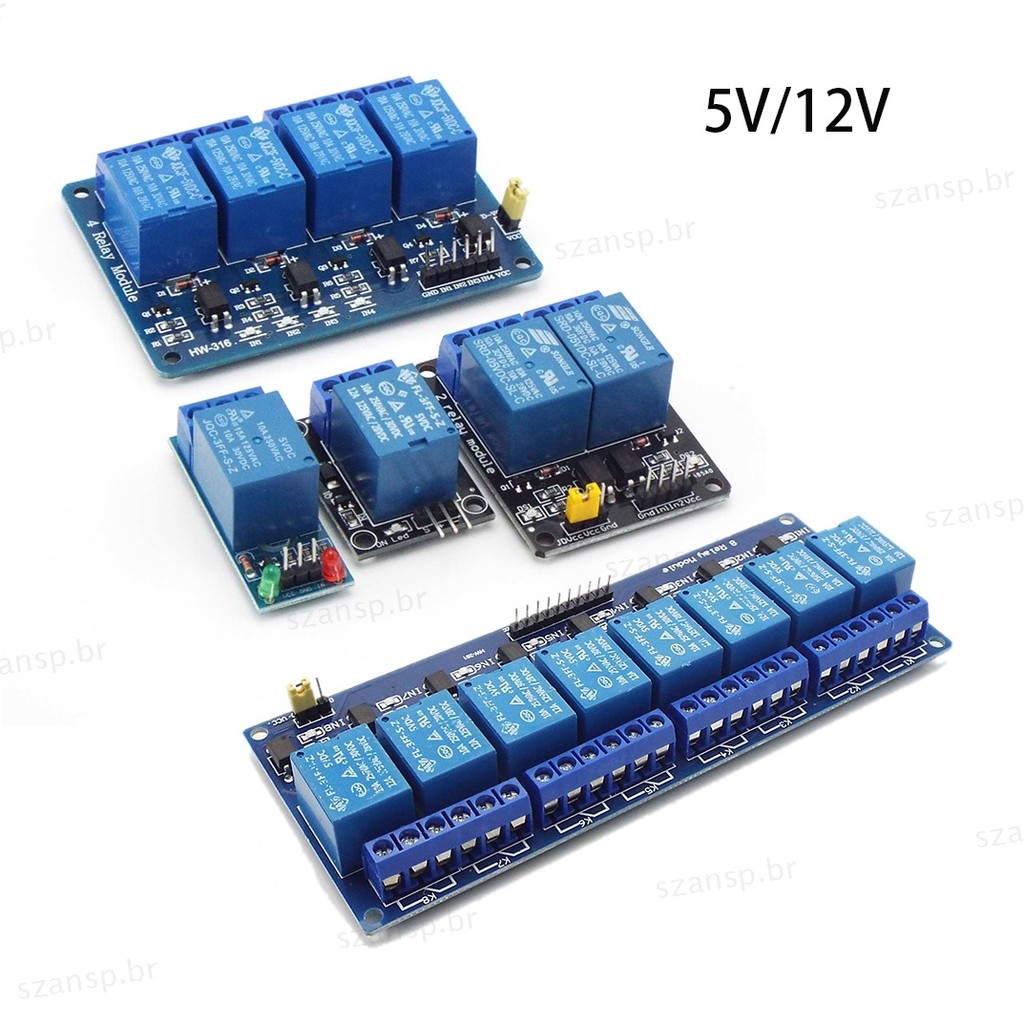 1ch 2ch 4ch 8ch DC 5V 12V Placa De Módulo De Relé Com Optoacoplador Saída Para Arduino 1 2 4 8 Vias Automação PLC BRA1