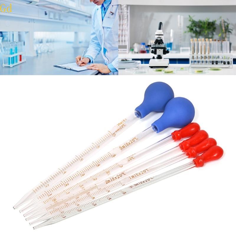 Gd 5 Peças Pipetas Líquidas Conta-Gotas Vidro 0 5ml 1ml 2ml 3ml 5ml 10ml Escala Graduado Para Laboratório