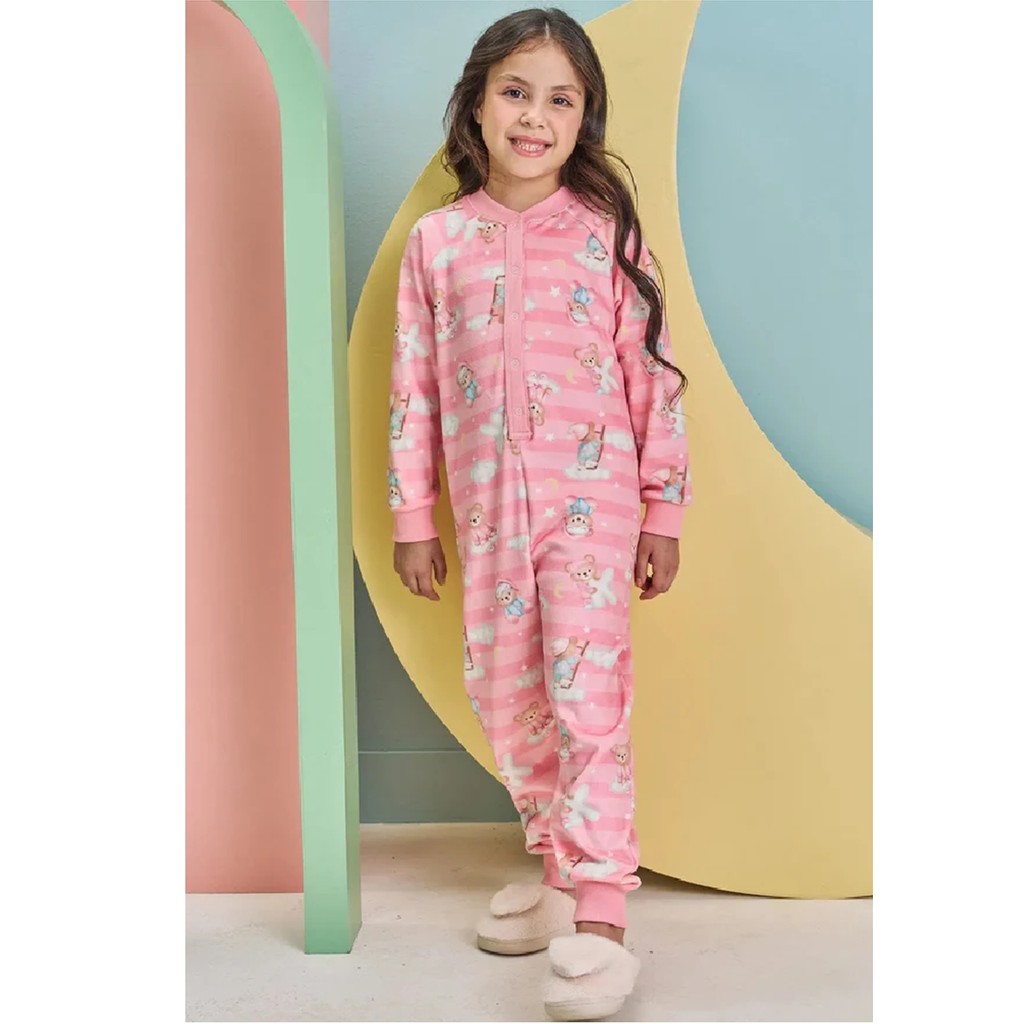 Pijama Macacão Feminino Inverno Malha Fleece Luxo KUKIÊ