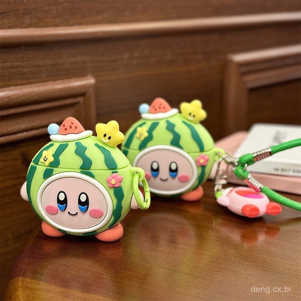 Capa Protetora de Desenho Animado KYPN para AirPods Pro 3 da Apple, com Tema Kirby Melancia, em Estoque, Compatível com