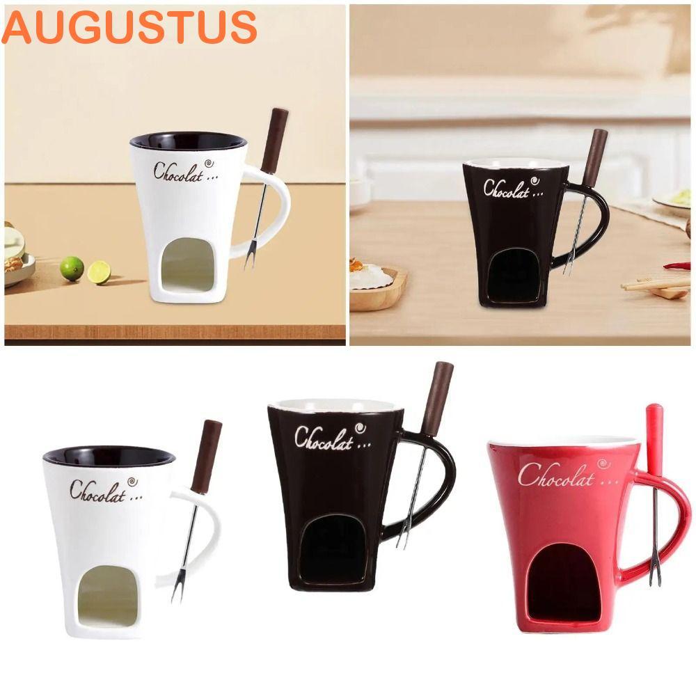 Copo De Panela Quente AUGUSTUS , Caneca De Chocolate De Cerâmica Estilo Nórdico , Destacável Com Garfo , Forno Derretido