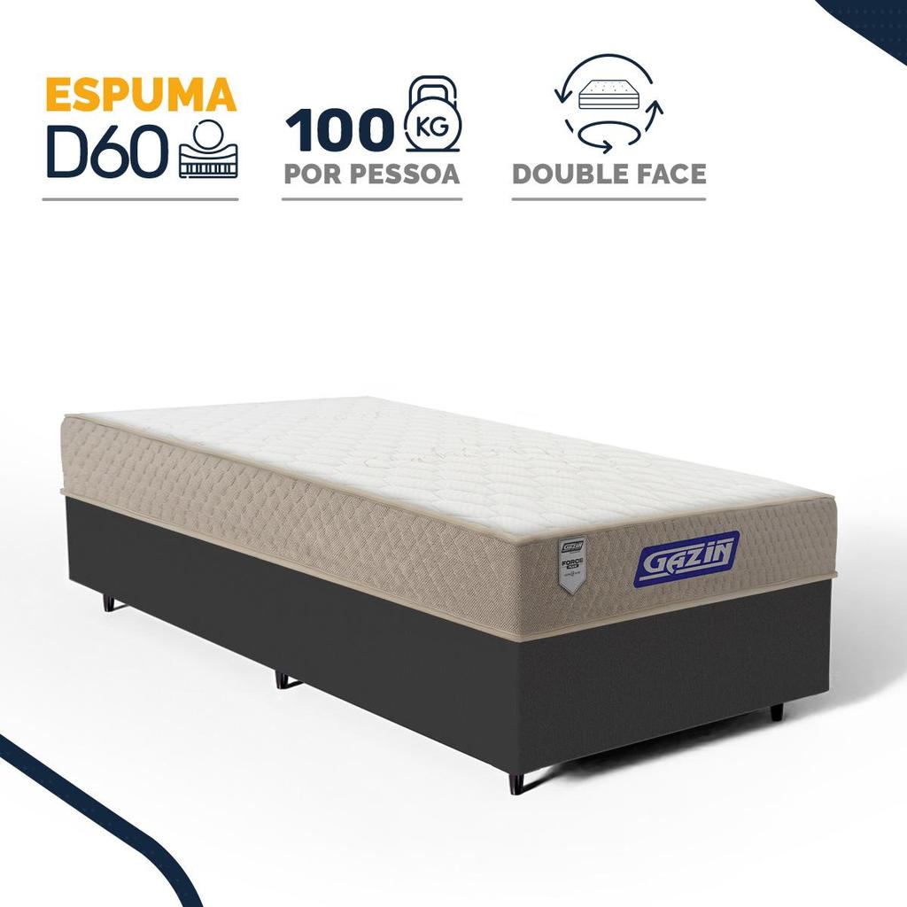Cama Box com Colchão Gazin de Espuma D60 Double Face Force PLUS Solteiro 88cm