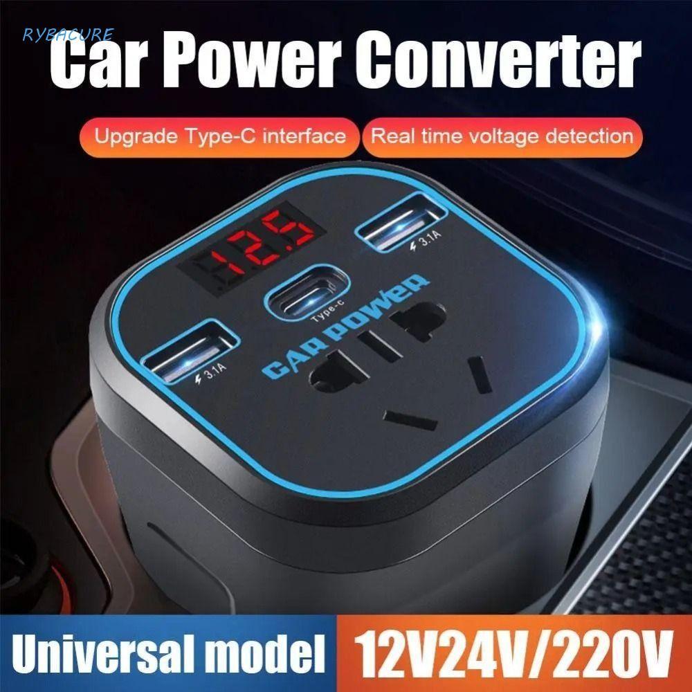 Inversor Montado Em Veículo RYBACURE , Conversor De Energia Para Carro Tipo C 12V24V , Peça De Soquete Carregador Automá