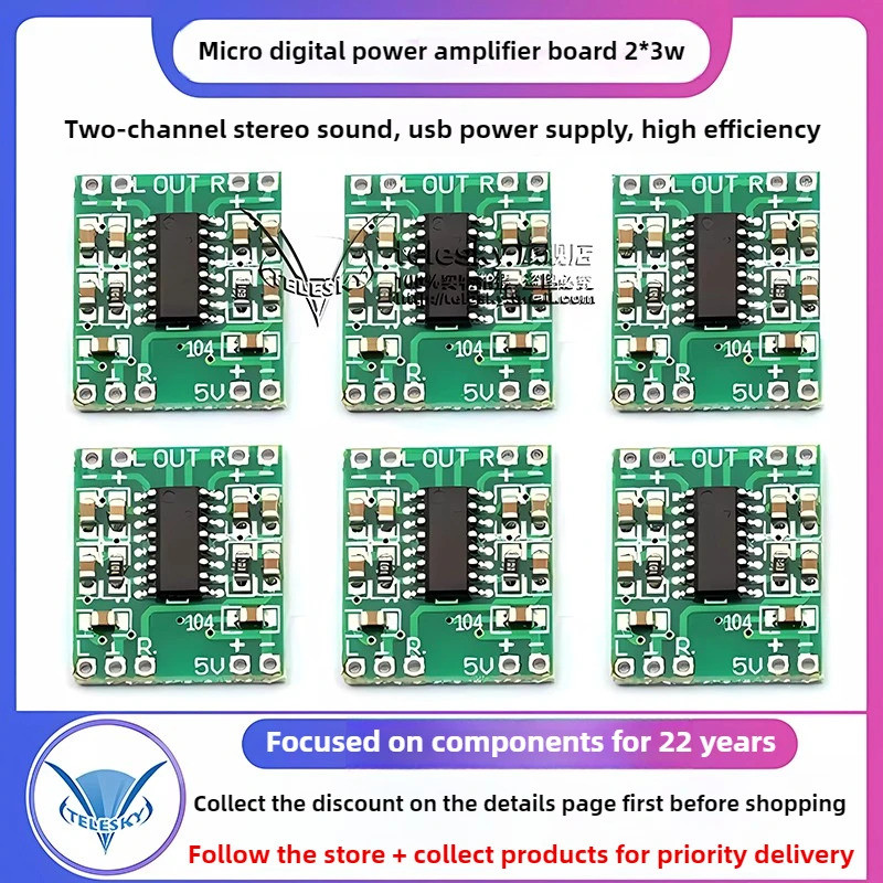 2 Peças PAM8403 Áudio 2x3W PAM 8403 Mini Placa Amplificadora De Potência Digital Para Módulo Amplificador De Estéreo Cla