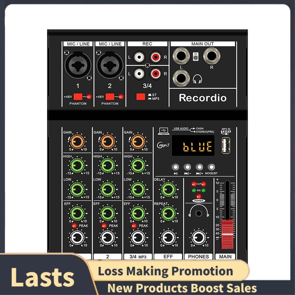 - A4 Console De Dj Digital Portátil Profissional Com Borda Misturadora USB Cantando Ao Vivo Mixer De Áudio De 4 Canais P