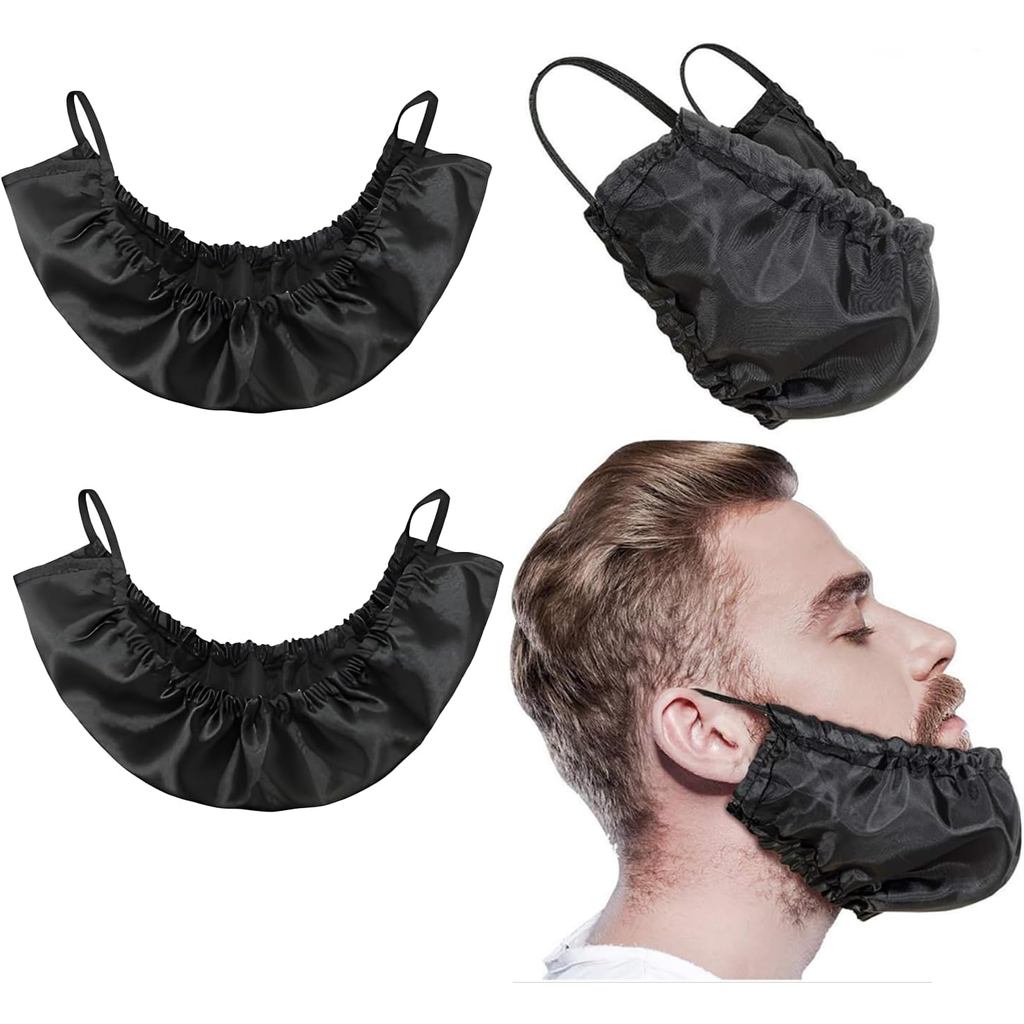 Kit com 3 Protetores de Barba para Homens, Protetores de Barba Pretos, Touca de Barba para Dormir, Bandanas Protetoras d