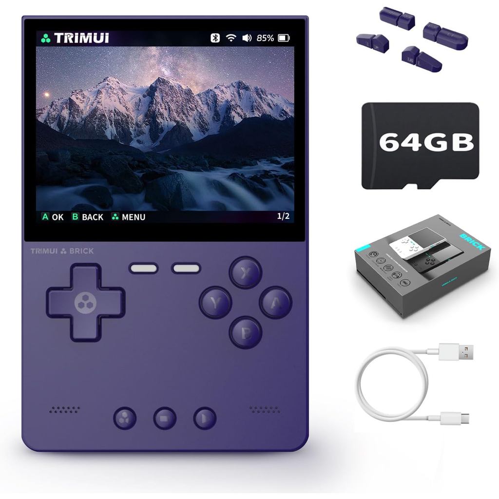 Console de Jogos Retro Trimui Brick com Tela IPS de 3,2 Polegadas e Resolução de 1024x768, Cartão TF de 64GB Integrado,