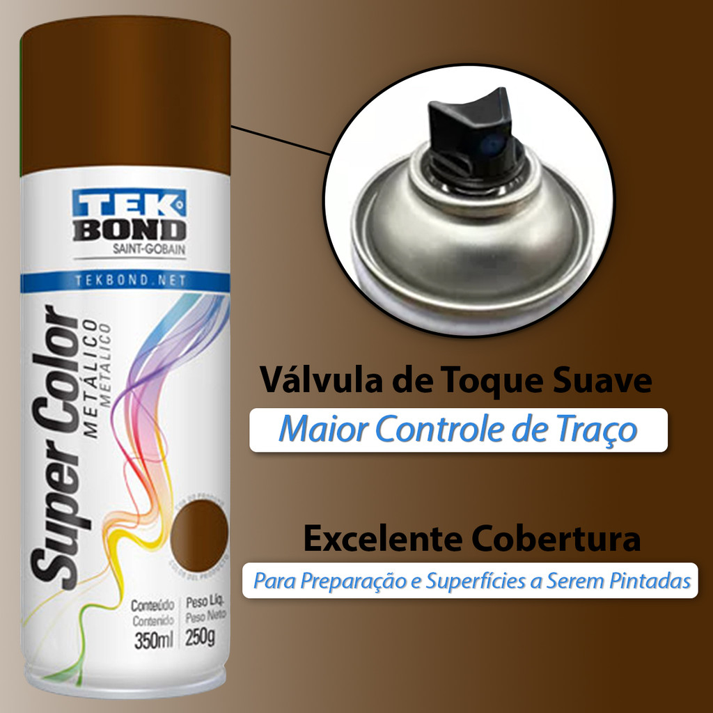 Tinta Aerossol Metálica Tekbond Bronze 350ml Spray Pintura Plástico · foto 2