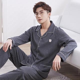 Pijamas masculinos outono puro algodão de manga comprida juventude Cardigan solto outono inverno Homewear terno primaver