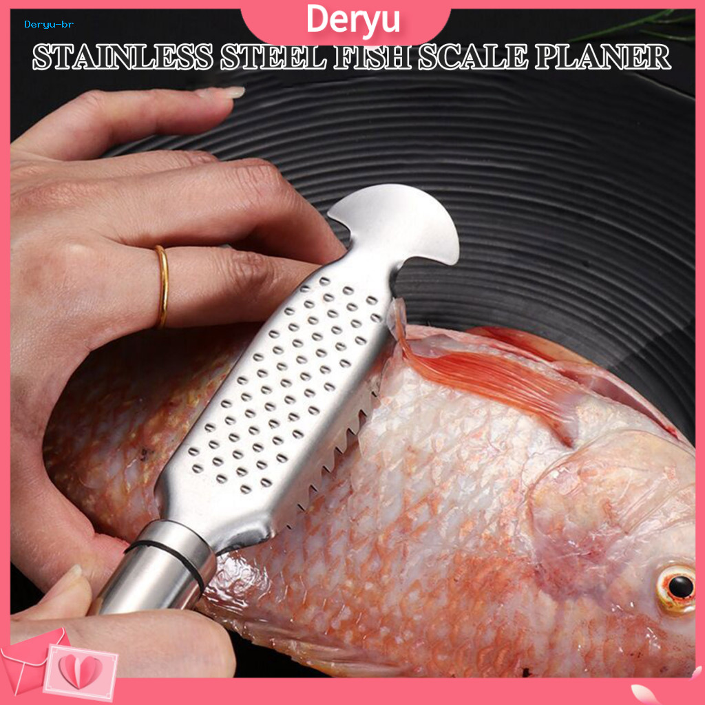 Double-row Tooth Fish Scaler Tool Stainless Steel with Grooves Ergonomic Handle Scraper for Easy and Efficient for Seafo