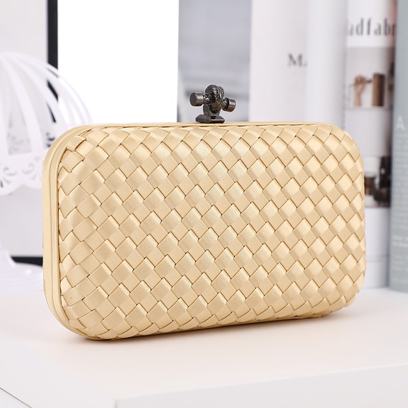 Bolsa Clutch Tecido Cetim Trançado De Festa Casamento Alça Corrente Transversal Carteira De Mão