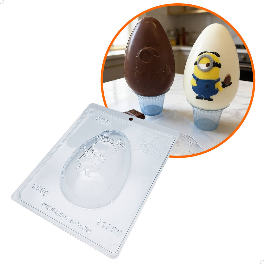 Forma para Chocolate com Silicone Ovo Minion Kevin 350g Cod. 11000 BWB Acetato Licenciada Universal