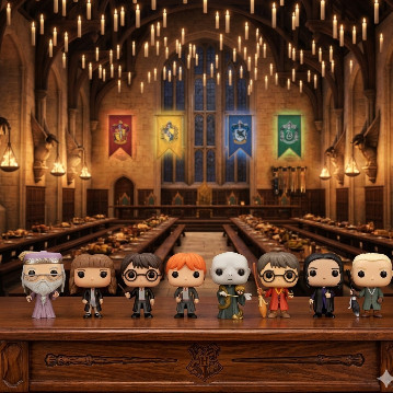 Bonecos Harry Potter Com Caixa Expositora 10 Cm Em Vinil Ron Hermione Snape Draco Dumbledore