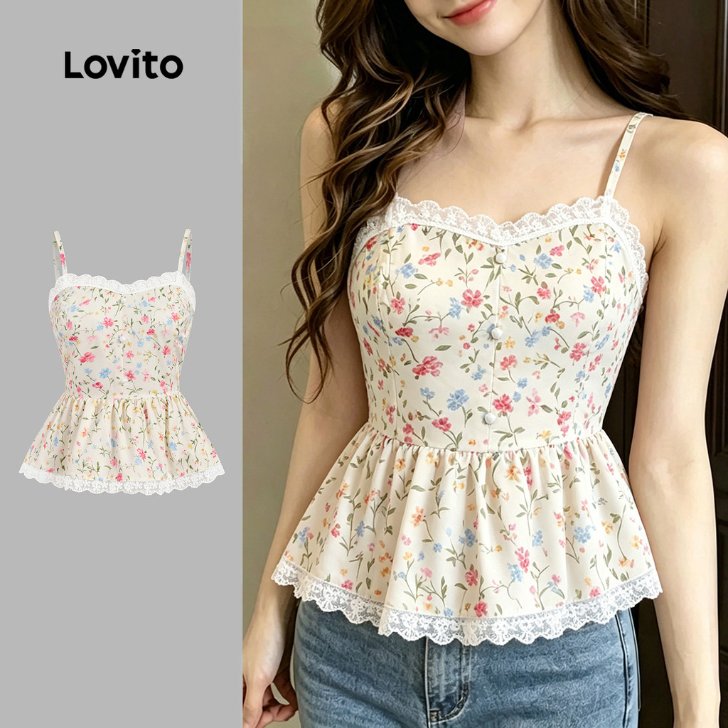 Lovito Blusa Elegante Coreano Com Gola Franzida Para O Dia a Dia Na Primavera/verão Feminina LK6ED098