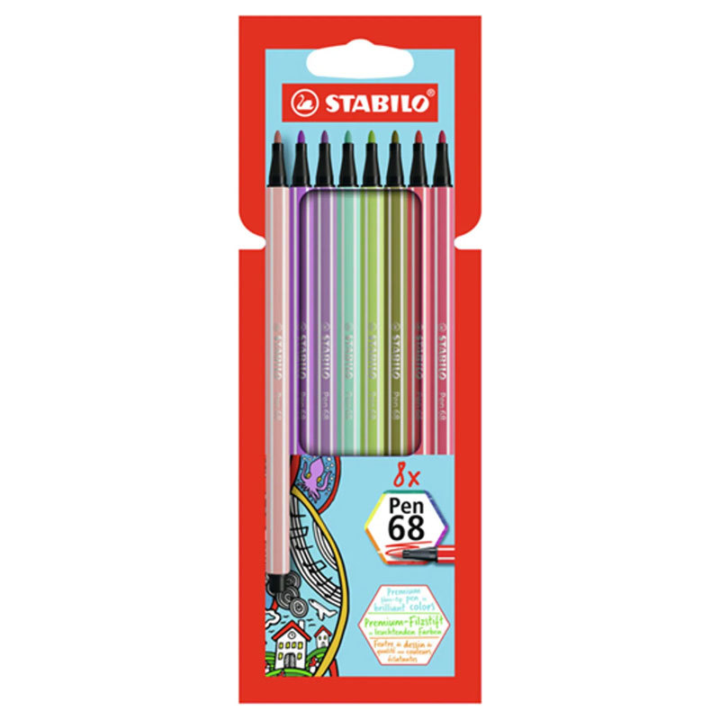 Caneta hidrográfica Pen 68 68/8-02 estojo com 8 unidades Stabilo