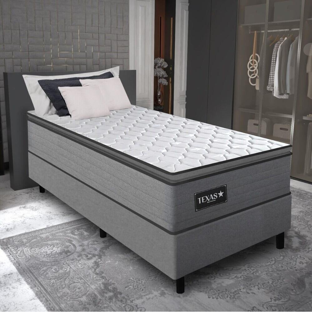 Cama Box Conjugado Solteiro Com Colchão 88x68x188 Texas Gazin Cr35324 Grafite