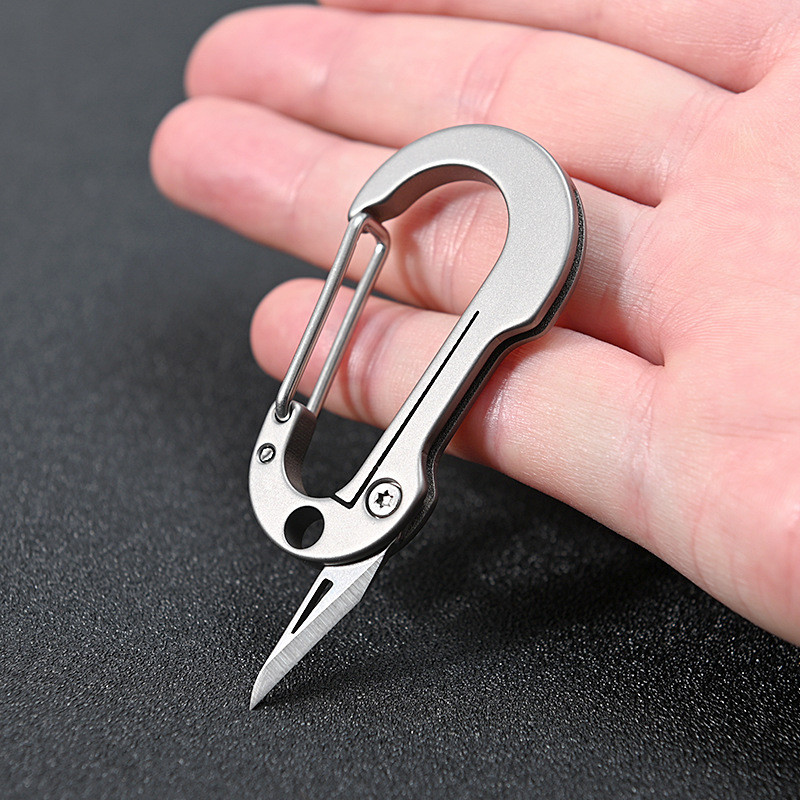 T liga de titânio chaveiro com faca Mini faca portátil faca expressa afiada EDC fivela faca moda