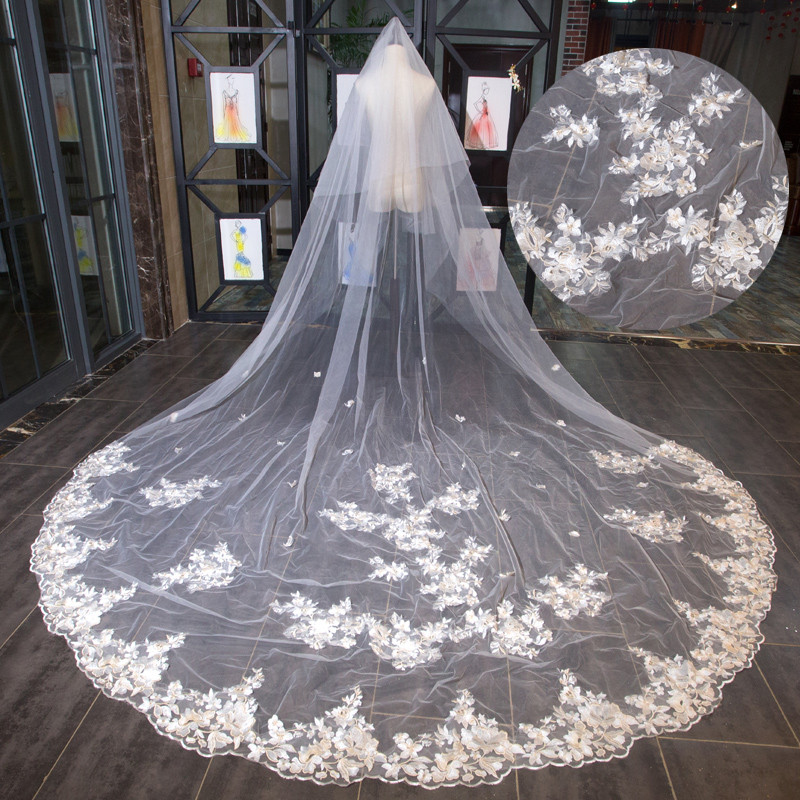 Véu de noiva novo estilo arrastando véu de casamento vestido véu estilo coreano Super longo alargado véu macio véu de ca