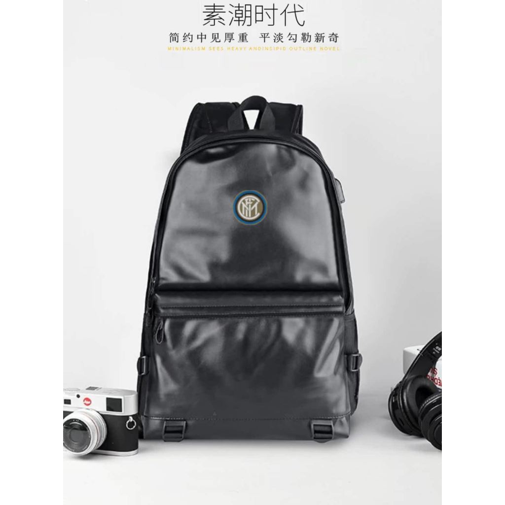 Internacional milan fã suprimentos arroz nacional novo estilo mochila de couro saco escolar internacional milão fã saco