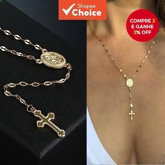 1 Peça Colar Vintage Boêmio Cruz Rosário Pingente Para Mulheres Joias De Presente Encantadoras