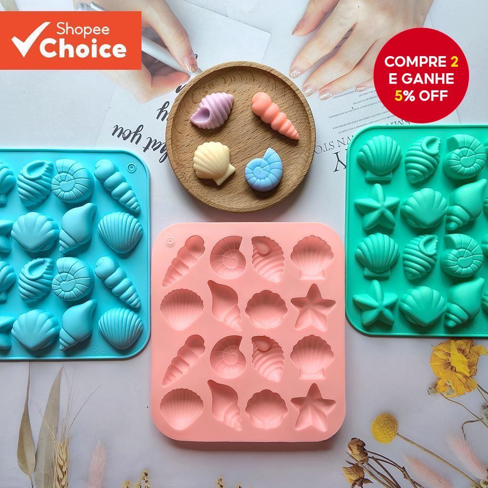 Molde Tema Oceano De Silicone Com 16 Furos E 8 Formatos Para Chocolate , Doces , Pudim , Biscoito , Decoração De Bolo , 