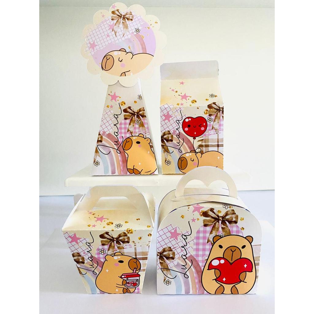 Kit Festa Capivara Fofa Personalizado Caixinha para Lembrancinha e Caixa para Decoração Aniversário