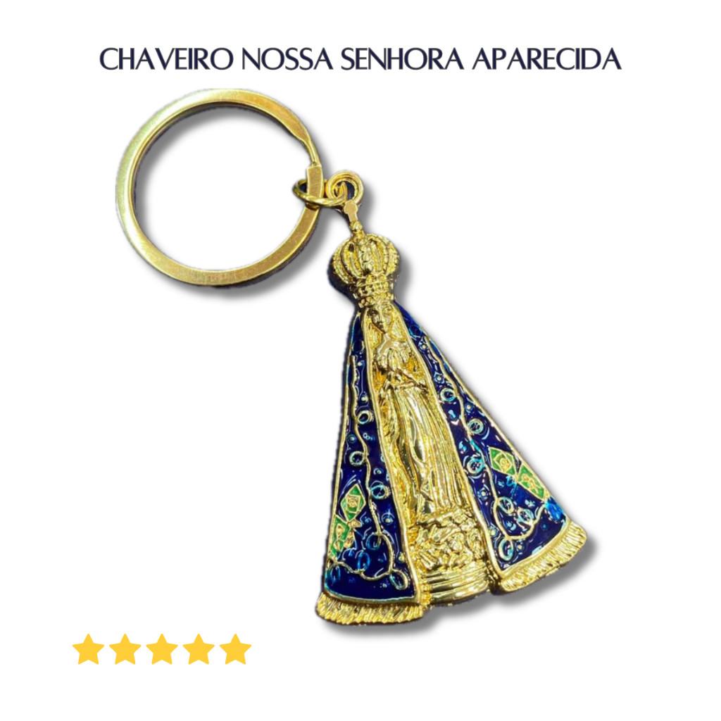 Chaveiro Nossa Senhora Aparecida Dourado Lembrancinha Imagem Original Nossa Senhora